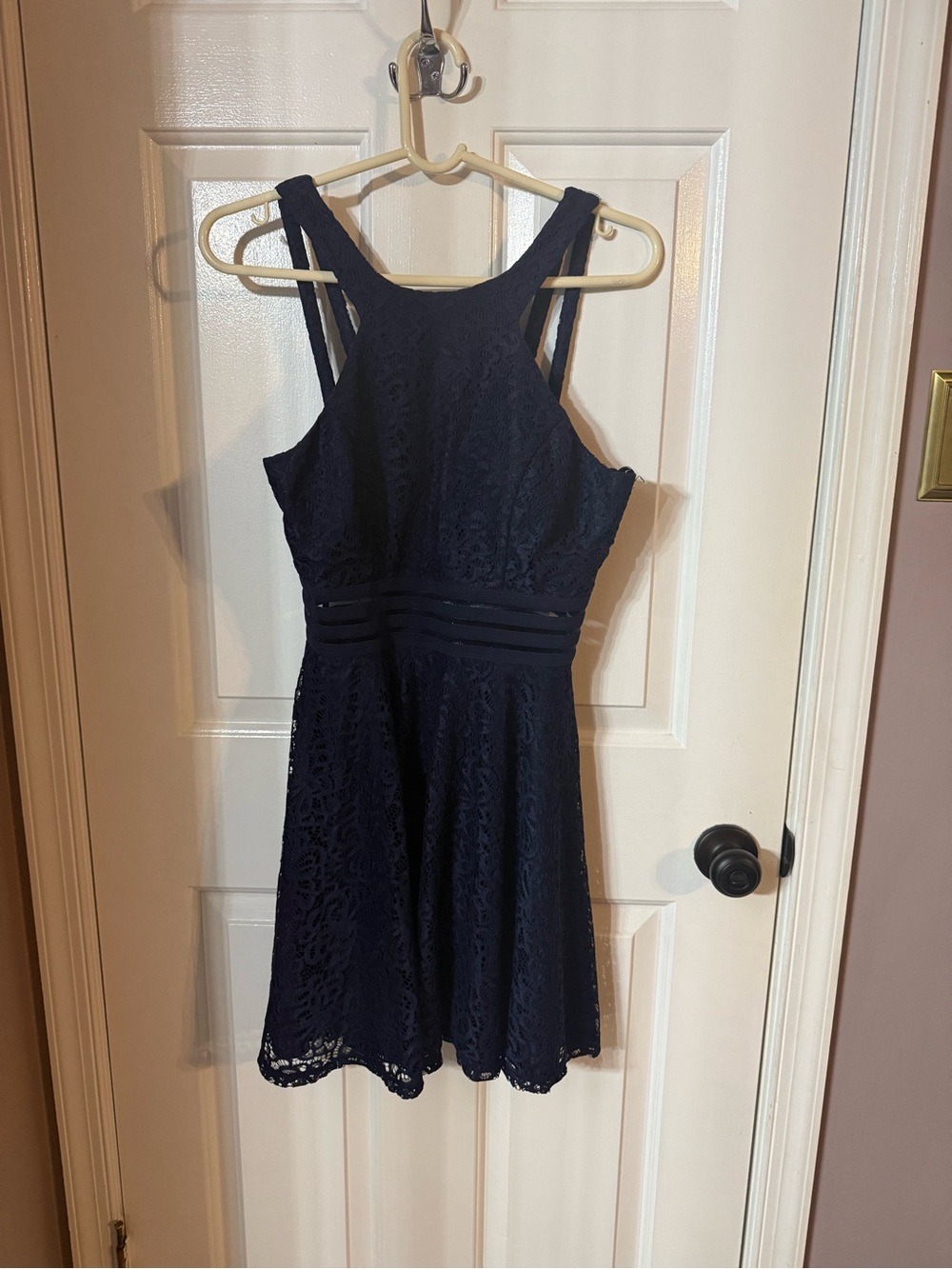 City Studio Navy Lace Skater Dress